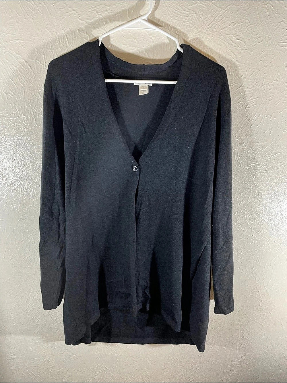 J.Jill Long Sleeve Cardigan with one button in Black Size P Large Like New